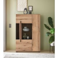 INOSIGN Vitrine "Cantara, Vitrinenschrank in Eiche Evoke oder weiß, Standvitrine", schwarzer Stangengriff, ausreichend Stauraum, vielseitig einsetzbar von Inosign
