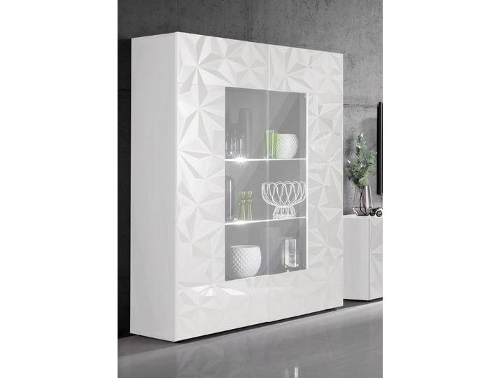 INOSIGN Vitrine Prisma Höhe 166 cm, Breite 121 cm, Stauraumvitrine mit 2 Türen, Standvitrine - Front mit elegantem Siebdruck, grifflos, viel Stauraum von Inosign