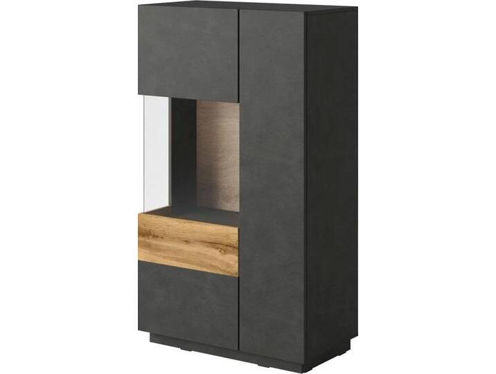 INOSIGN Vitrine SILKE Höhe 138,5 cm, grau, Türanschlag links, anthrazit Matera/votaneichefarben von Inosign