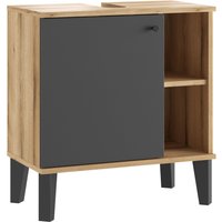 INOSIGN Waschbeckenunterschrank "Oslo, Waschtisch mit Knopfgriff, Badschrank im skandinavischen Design" in der Türfarbe Weiß oder Grau verfügbar, ausreichend Stauraum von Inosign