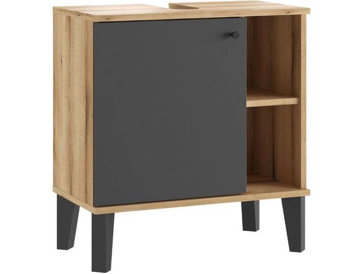 INOSIGN Waschbeckenunterschrank Oslo, Waschtisch mit Knopfgriff, Badschrank im skandinavischen Design in der Türfarbe Weiß oder Grau verfügbar, ausreichend Stauraum von Inosign