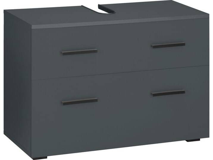 INOSIGN Waschbeckenunterschrank Skara mit Klappe und Schubkasten, schwarze Griffe, Breite 80 cm, Höhe 55 cm, grau von Inosign
