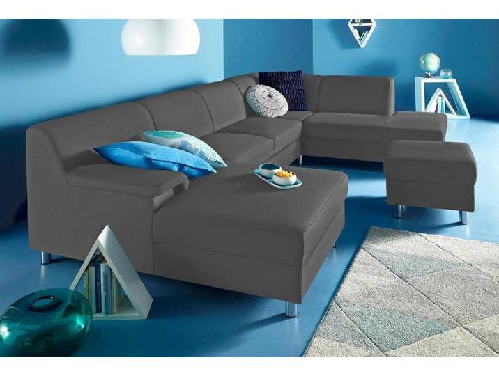 INOSIGN Wohnlandschaft Jamie, zeitloses Design, fester Sitzkomfort, viel Platz, U-Form, grau, mit Bettfunktion, grau von Inosign