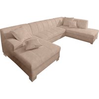 DOMO collection Wohnlandschaft "Turah moderne Steppung, incl. Zierkissen, auch in Leder,", wahlweise mit Bettfunktion, B/T/H: 297/82/75 cm, U-Form von Domo Collection