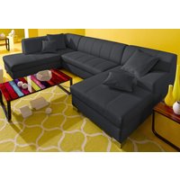 DOMO collection Wohnlandschaft "Turah moderne Steppung, incl. Zierkissen, auch in Leder,", wahlweise mit Bettfunktion, B/T/H: 297/82/75 cm, U-Form von Domo Collection