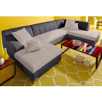 DOMO collection Wohnlandschaft "Turah moderne Steppung, incl. Zierkissen, auch in Leder,", wahlweise mit Bettfunktion, B/T/H: 297/82/75 cm, U-Form von Domo Collection