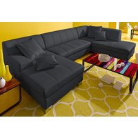 DOMO collection Wohnlandschaft "Turah moderne Steppung, incl. Zierkissen, auch in Leder,", wahlweise mit Bettfunktion, B/T/H: 297/82/75 cm, U-Form von Domo Collection