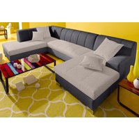 DOMO collection Wohnlandschaft "Turah moderne Steppung, incl. Zierkissen, auch in Leder,", wahlweise mit Bettfunktion, B/T/H: 297/82/75 cm, U-Form von Domo Collection
