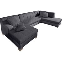DOMO collection Wohnlandschaft "Turah moderne Steppung, incl. Zierkissen, auch in Leder,", wahlweise mit Bettfunktion, B/T/H: 297/82/75 cm, U-Form von Domo Collection