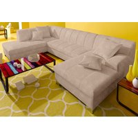 DOMO collection Wohnlandschaft "Turah moderne Steppung, incl. Zierkissen, auch in Leder,", wahlweise mit Bettfunktion, B/T/H: 297/82/75 cm, U-Form von Domo Collection
