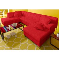 DOMO collection Wohnlandschaft "Turah moderne Steppung, incl. Zierkissen, auch in Leder,", wahlweise mit Bettfunktion, B/T/H: 297/82/75 cm, U-Form von Domo Collection