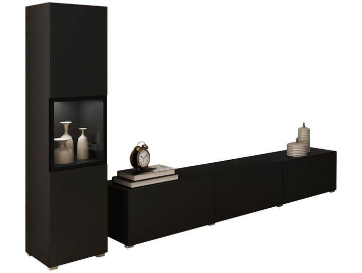 INOSIGN Wohnwand BERLIN I, Vitrine Türschlag links/rechts wechselbar, (Komplett-Set, 2-St), moderne grifflose Mediawand Breite 220 cm, Vitrine mit Verglasung von Inosign