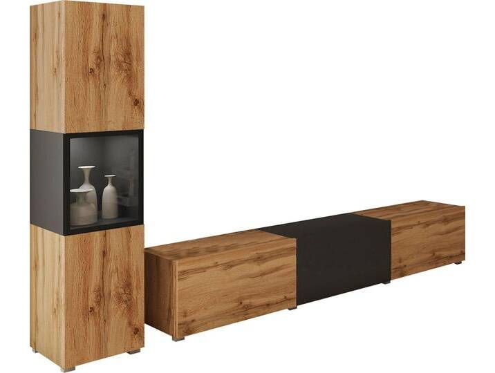 INOSIGN Wohnwand BERLIN I, Vitrine Türschlag links/rechts wechselbar, (Komplett-Set, 2-St), moderne grifflose Mediawand Breite 220 cm, Vitrine mit Verglasung von Inosign