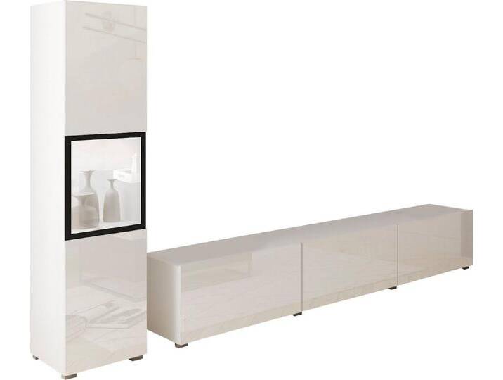 INOSIGN Wohnwand BERLIN I, Vitrine Türschlag links/rechts wechselbar, (Komplett-Set, 2-St), moderne grifflose Mediawand Breite 220 cm, Vitrine mit Verglasung von Inosign