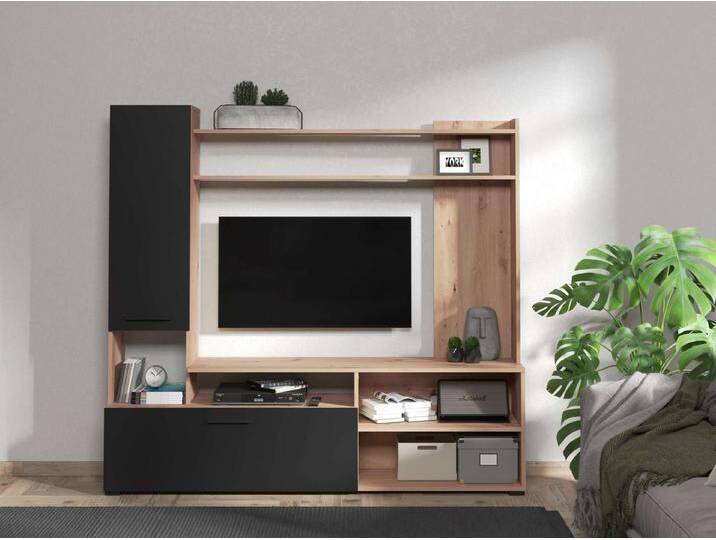 INOSIGN Wohnwand Braga Wohnwand, Mediawand, Anbauwand, für TV bis 60', Breite 169 cm, (Komplett-Set, 3-St), Set besteht aus Standregal, TV-Board und Wandregal von Inosign