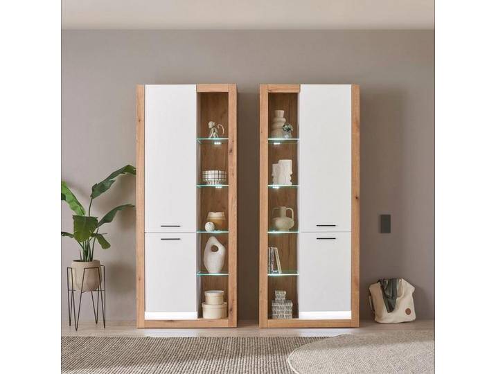 INOSIGN Wohnwand Brixen, moderne Anbauwand, Wohnzimmer-Set, Eiche Evoke Dekor mit Weiß, (Set, 2-St), enthält Stauraumelemente, braun von Inosign