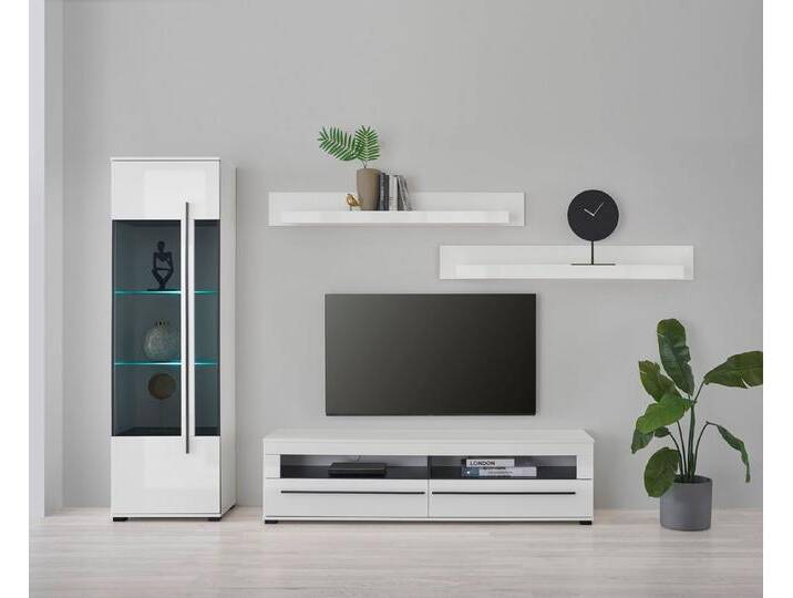 INOSIGN Wohnwand Cantara, moderne Anbauwand, Wohnzimmer-Set, in Eiche Evoke oder Weiß, (Set), enthält eine Vitrine, ein Lowboard und zwei Wandboards von Inosign