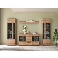 INOSIGN Wohnwand "Cantara, moderne Anbauwand, Wohnzimmer-Set, in Eiche Evoke oder Weiß", (Set), enthält zwei Vitrinen, ein Sideboard und ein Wandboard von Inosign