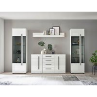 INOSIGN Wohnwand "Cantara, moderne Anbauwand, Wohnzimmer-Set, in Eiche Evoke oder Weiß", (Set), enthält zwei Vitrinen, ein Sideboard und ein Wandboard von Inosign