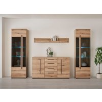 INOSIGN Wohnwand "Cantara, moderne Anbauwand, Wohnzimmer-Set, in Eiche Evoke oder Weiß", (Set), enthält zwei Vitrinen, ein Sideboard und ein Wandboard von Inosign