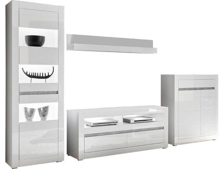 INOSIGN Wohnwand Carat, (Set, 4-St), wird jeweils mit zwei Leisten angeliefert, 1 x grau, 1 x weiss, weiß von Inosign