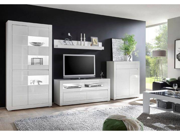INOSIGN Wohnwand Carat, (Set, 4-St), wird jeweils mit zwei Leisten angeliefert, 1 x grau, 1 x weiss, weiß von Inosign