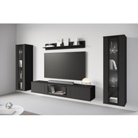 INOSIGN Wohnwand "Caro, stehend und hängend montierbar", (Komplett-Set, 4 St., Vitrine Türanschlag links/rechts wechselbar), grifflose Design, höhenverstellbare Einlegeböden von Inosign