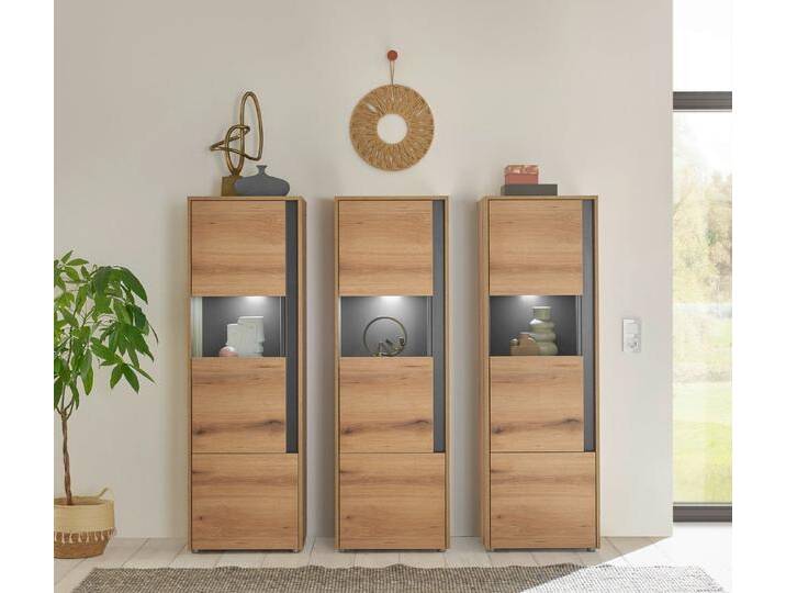 INOSIGN Wohnwand City/Giron, moderne Anbauwand, Komplettset in vielen Farben verfügbar, (Set, 3-St), enthält drei Vitrinen, braun, Eiche Evoke von Inosign
