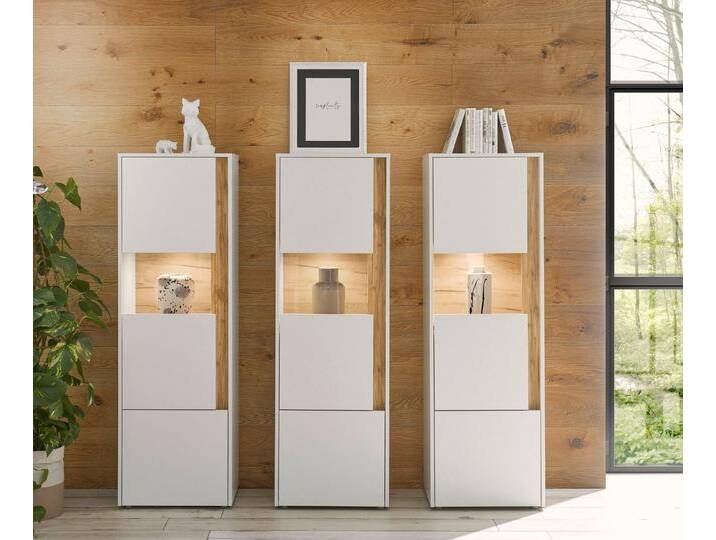 INOSIGN Wohnwand City/Giron, moderne Anbauwand, Komplettset in vielen Farben verfügbar, (Set, 3-St), enthält drei Vitrinen, weiß, Weiss von Inosign