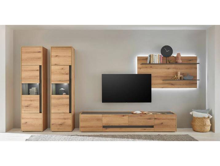 INOSIGN Wohnwand City/Giron, moderne Anbauwand, Komplettset in vielen Farben verfügbar, (Set, 4-St), enthält zwei Vitrinen, ein Lowboard & ein Wandboard von Inosign