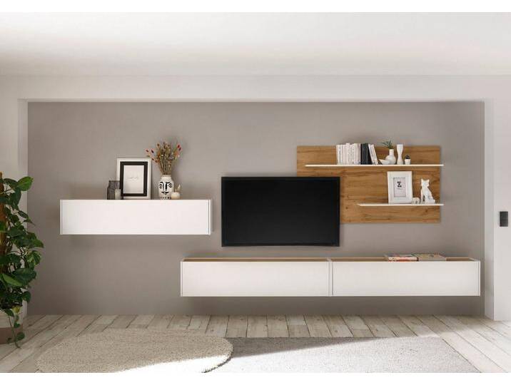 INOSIGN Wohnwand City/Giron, moderne Anbauwand, Komplettset in vielen Farben verfügbar, (Set, 4-St), enthält drei Hängeschränke & ein Wandpaneel, weiß von Inosign