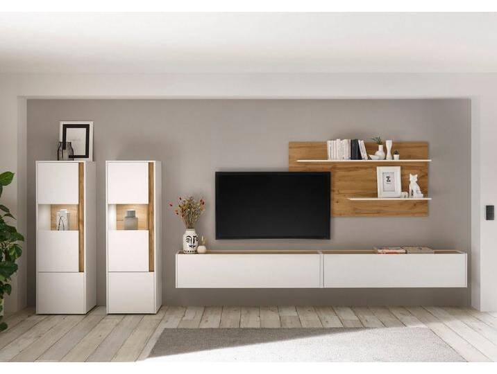 INOSIGN Wohnwand City/Giron, moderne Anbauwand, Komplettset in vielen Farben verfügbar, (Set, 5-St), enthält zwei Vitrinen, zwei Hängeschränke & ein Wandboard von Inosign