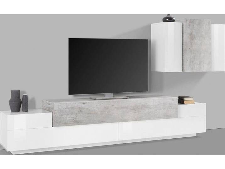 INOSIGN Wohnwand Coro, Anbauwand, Medienwand, (Set, 2-St), Lowboard 4 Fächern Breite 240 und Hängeschrank 6 Fächern Breite 90, grau von Inosign