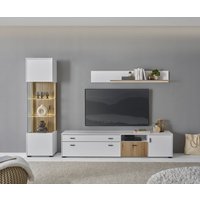 INOSIGN Wohnwand "HUDSON", (Set, 3 St.), mit moderner Rillenoptik, Griffe aus Metall (Schwarz), Breite 316 cm von Inosign