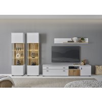 INOSIGN Wohnwand "HUDSON", (Set, 4 St.), mit moderner Rillenoptik, Griffe aus Metall (Schwarz), Breite 316 cm von Inosign