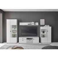 INOSIGN Wohnwand "HUDSON", (Set, 4 St.), mit moderner Rillenoptik, Griffe aus Metall (Schwarz), Breite 320 cm von Inosign
