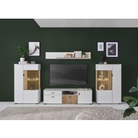 INOSIGN Wohnwand "HUDSON", (Set, 4 St.), mit moderner Rillenoptik, Griffe aus Metall (Schwarz), Breite 320 cm von Inosign
