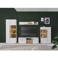 INOSIGN Wohnwand "HUDSON", (Set, 4 St.), mit moderner Rillenoptik, Griffe aus Metall (Schwarz), Breite 320 cm von Inosign