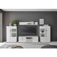 INOSIGN Wohnwand "HUDSON", (Set, 4 St.), mit moderner Rillenoptik, Griffe aus Metall (Schwarz), Breite 320 cm von Inosign