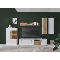 INOSIGN Wohnwand "HUDSON", (Set, 5 St.), mit moderner Rillenoptik, Griffe aus Metall (Schwarz), Breite 328 cm von Inosign