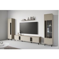 INOSIGN Wohnwand "Helsinki, Modernes Set mit verglaster Vitrine", (Komplett-Set, 4 St.), mit lamellengriffen, verstellbaren Einlegeböden und Kunststofffüßen von Inosign