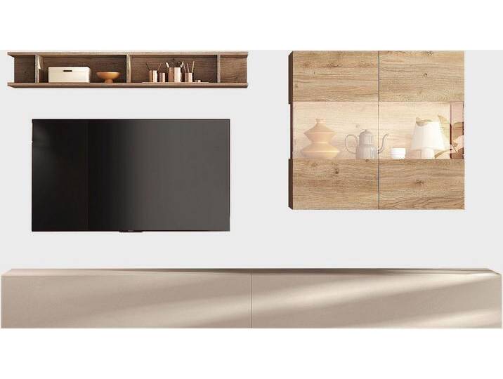 INOSIGN Wohnwand INFINITY, 4tlg. Breite 276 cm, moderne Mediawand, (4-St), (2x Lowboard hängend, Hängevitrine, Wandregal) Höhe variabel von Inosign