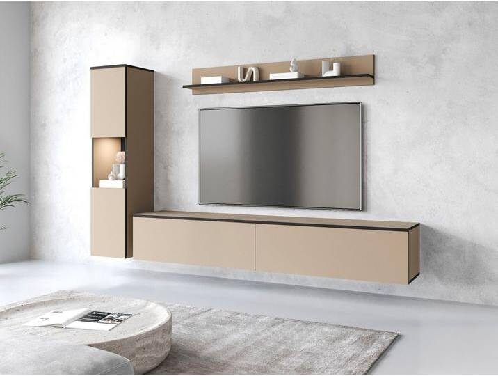 INOSIGN Wohnwand PARIS, (Komplett-Set, 3-St), TV-Wand 220cm breite, grifflose Design von Inosign