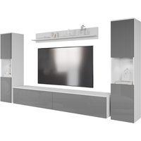 INOSIGN Wohnwand "PARIS, Vitrine Türanschlag links/rechts wechselbar", (Komplett-Set, 4 St.), grifflose Design, stehend und hängend montierbar von Inosign