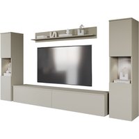 INOSIGN Wohnwand "PARIS, Vitrine Türanschlag links/rechts wechselbar", (Komplett-Set, 4 St.), grifflose Design, stehend und hängend montierbar von Inosign