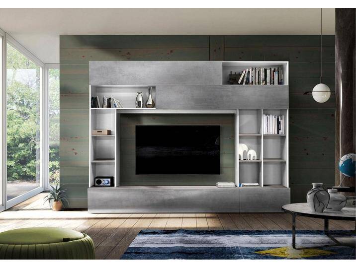 INOSIGN Wohnwand Praktiko, weiß, weiß/Beton-Optik von Inosign