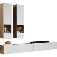 INOSIGN Wohnwand "Rezzo, 2 Hängevitrinen mit Relief-Front, 2 Lowboards je Br. 120 cm" Komplett-Set, 4 Stk. tlg. von Inosign