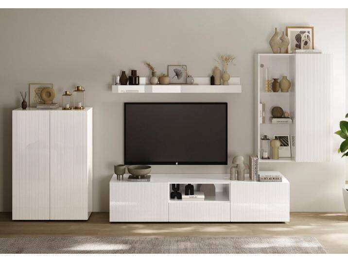 INOSIGN Wohnwand Rio, 4tlg. Breite 300 cm, modernes, elegantes Wohnzimmer-Set, (4-St), (Lowboard, Highboard, Hängevitrine, Wandboard) von Inosign