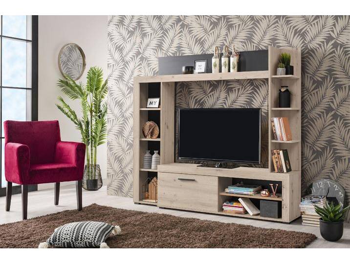 INOSIGN Wohnwand Rubi, Set 4-teilig, grau schwarz, Lowboard, 2 Standregale, Wandregal, FSC-zertifiziert INOSIGN Wohnwand Rubi, Set 4-teilig, grau schwarz, Lowboard, 2 Standregale, Wandregal, FSC-zertifiziert von Inosign