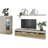 INOSIGN Wohnwand "SCARA", (3 St.), trendige Farbe mit Applikation Zinneiche Dekor, mit Softclose-Funktion von Inosign